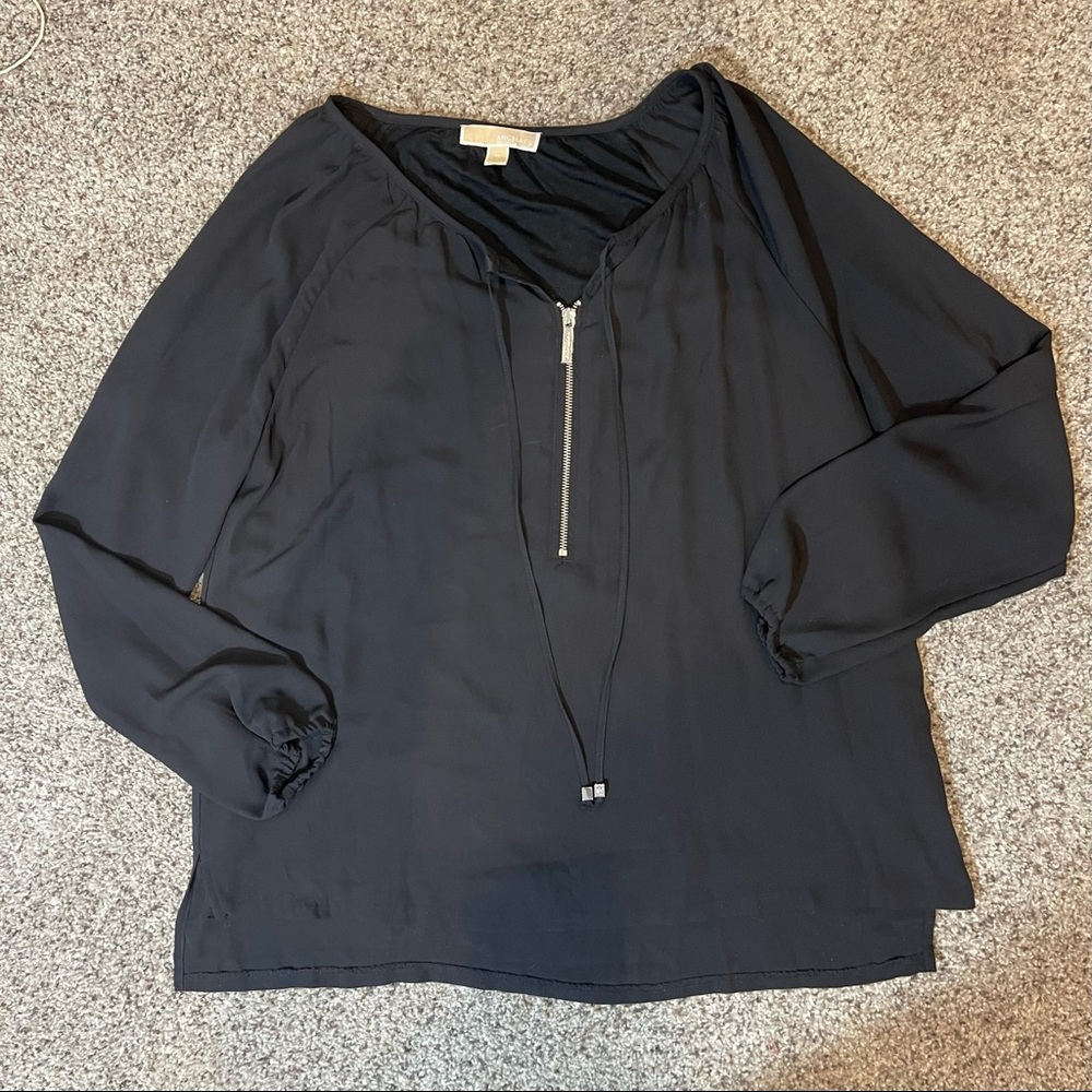 Michael Kira Black Tunic Blouse L